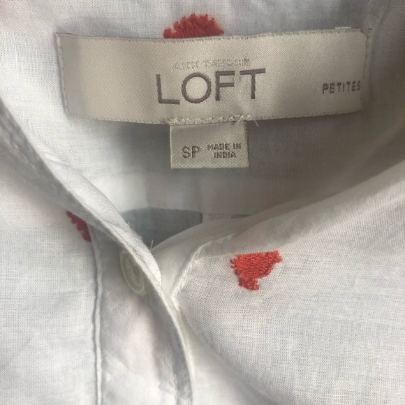 Loft SP red embroidered short sleeve white blouse - Picture 4 of 5